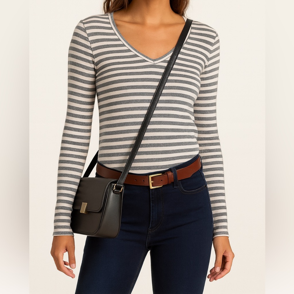 Michael Stars for Anthropologie Shine Striped V-Neck Top — Size XS/S